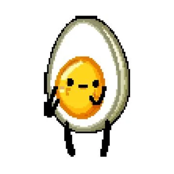 Funny egg character pixel art vector illustration Illustrazione stock