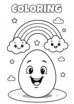 Funny Egg Characters Coloring Page Stock Illustration