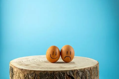 Funny eggs with face feeling. Stock Photos