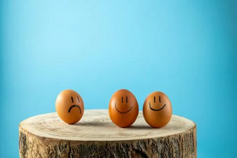 Funny eggs with face feeling. 写真素材