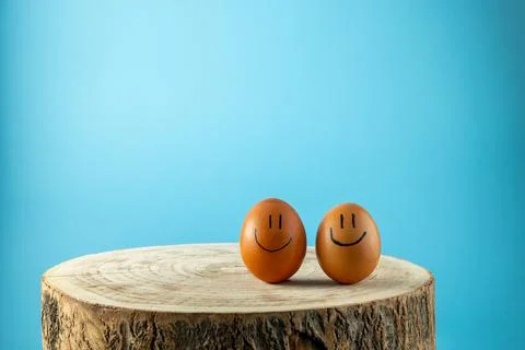 Funny eggs with face feeling. Stock Photos