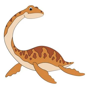 Funny elasmosaurus on white background Stock Illustration