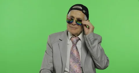 Funny elderly businessman in sunglasses Stock Video Pond5