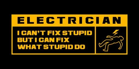 Funny Electrician T‑Shirt Decal Vector – Humor Illustration Illustrazione stock