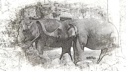 Funny elephant playing inside zoo compound Stock Footage 74699635