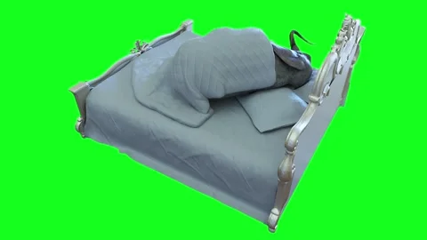 Funny elephant sleeping in bed under blanket. Realistic 4k isolate animation. 動画素材 264957237