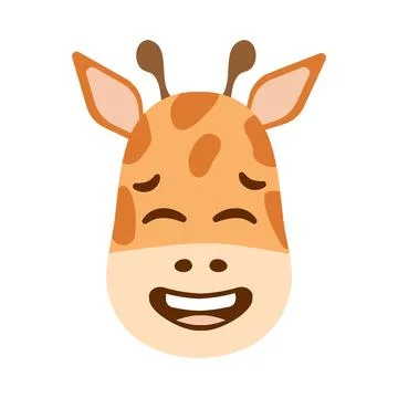 Funny embarrassed Giraffe Face with closed eyes and big smile. Exotic spotted Stock Illustration