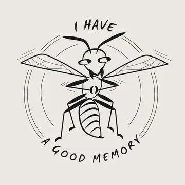 Funny emblem with comic sly wasp and quote. Stock Illustration