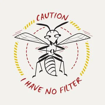 Funny emblem with comic wasp and sarcastic quote. Stock Illustration
