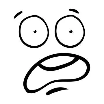Funny emotion. Cartoon face expression. Line art. Vector hand-drawn illustration Illustrazione stock