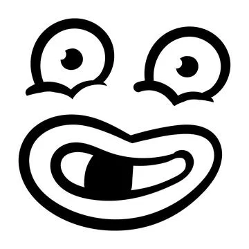 Funny emotion. Cartoon face expression. Line art. Vector hand-drawn illustration Illustrazione stock
