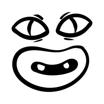 Funny emotion. Cartoon face expression. Line art. Vector hand-drawn illustration Illustrazione stock