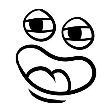 Funny emotion. Cartoon face expression. Line art. Vector hand-drawn illustration Illustrazione stock