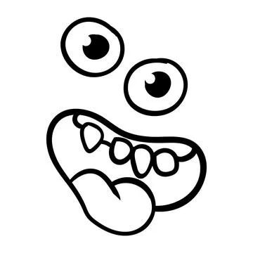 Funny emotion. Cartoon face expression. Line art. Vector hand-drawn illustration Stock Illustration