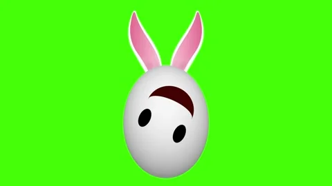 Funny expression and crazy bunny egg animation on green screen Stock Footage 306079336