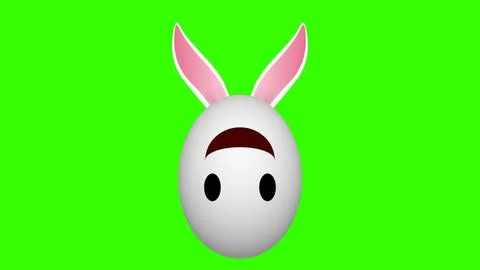 Funny expression and crazy bunny egg animation on green screen Stock Illustration