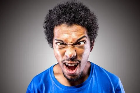 Funny expression with squint eyes 스톡 사진