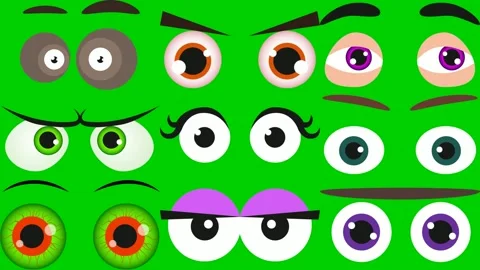 Funny eye on green screen with crazy crossed and dizzy visuals High quality Stock Footage 334703905