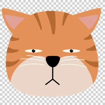 Funny face cat head arrogant orange イラスト素材