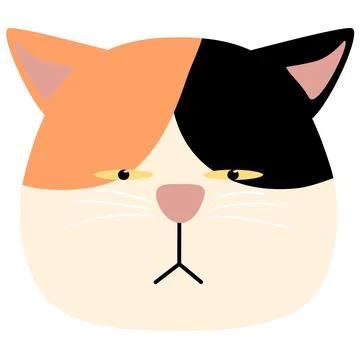Funny face cat head arrogant black and orange Stock Illustration