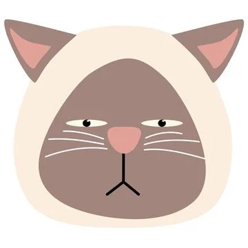 Funny face cat head arrogant brown Stock Illustration