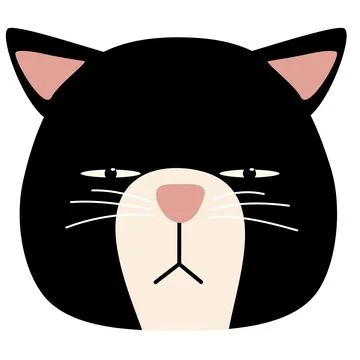 Funny face cat head arrogant black イラスト素材