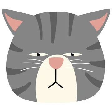 Funny face cat head arrogant gray strip Stock Illustration