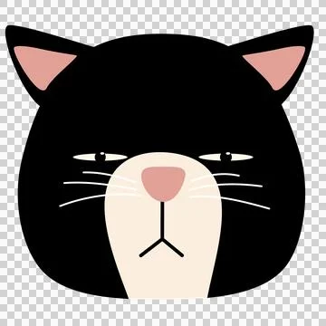 Funny face cat head arrogant black Stock Illustration