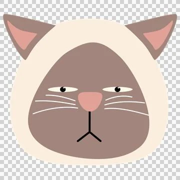 Funny face cat head arrogant brown Stock Illustration