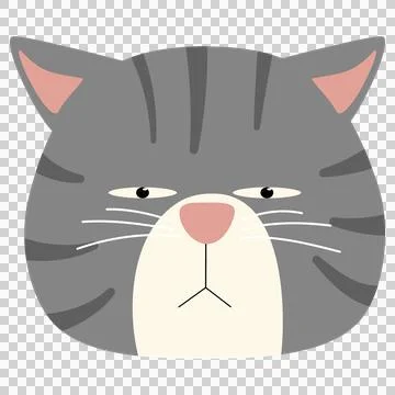 Funny face cat head arrogant gray strip Stock Illustration