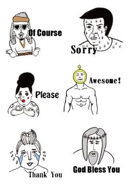 Funny Face of Comic People Stock Illustration