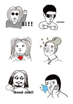 Funny Face of Comic People Stock Illustration