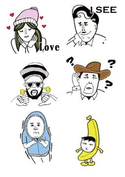 Funny Face of Comic People Stock Illustration