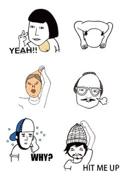 Funny Face of Comic People Stock Illustration