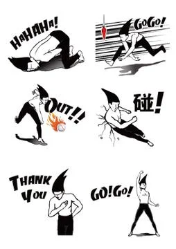 Funny Face of Comic People Stock Illustration