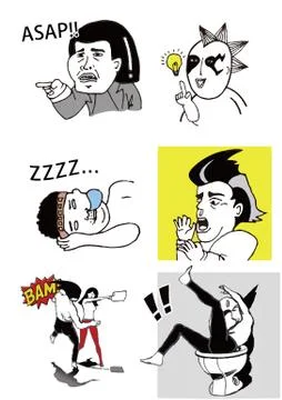 Funny Face of Comic People Stock Illustration