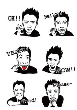 Funny Face of Comic People Stock Illustration