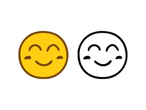 Funny face emoticon in doodle style isolated on white background Stock Illustration