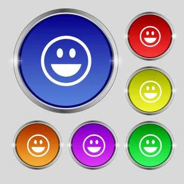 Funny Face icon sign. Round symbol on bright colourful buttons. Vector Ilustración de archivo