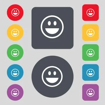 Funny Face icon sign. A set of 12 colored buttons. Flat design. Vector Ilustración de archivo