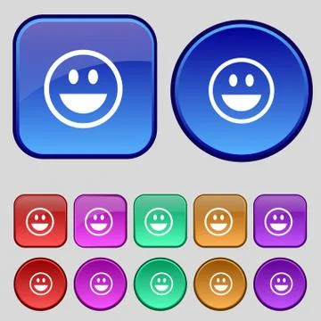 Funny Face icon sign. A set of twelve vintage buttons for your design. Vector Ilustración de archivo