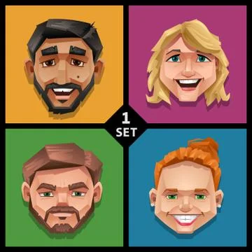 Funny face illustration-set Stock Illustration