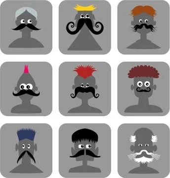 Funny Face Men - Web Icon Set Stock-Illustration
