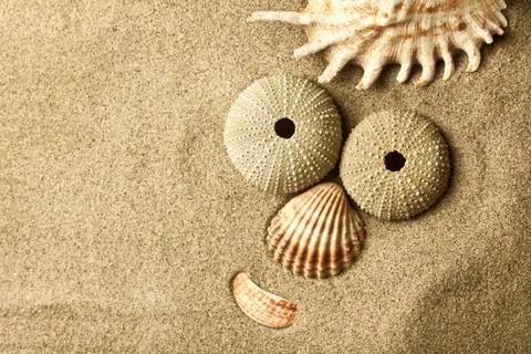 Funny face in the sand Stock Photos