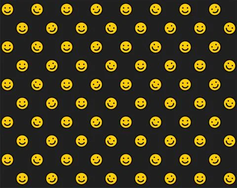 Funny Face Seamless Pattern on Black Background. Vector Stock Illustration