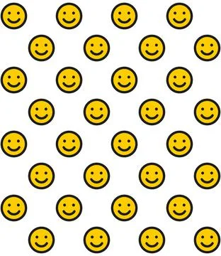 Funny Face Seamless Pattern on Yellow Background. Vector Stock Illustration