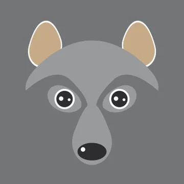 Funny face wolf dog on gray background. Vector Stock Illustration
