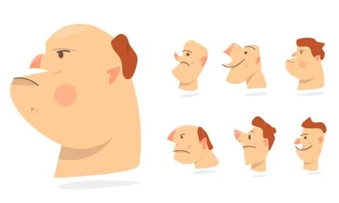 Funny faces, different expressions of emotions. Characters people avatars Stock Illustration