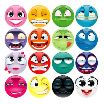 Funny faces with different expressions Stock-Illustration