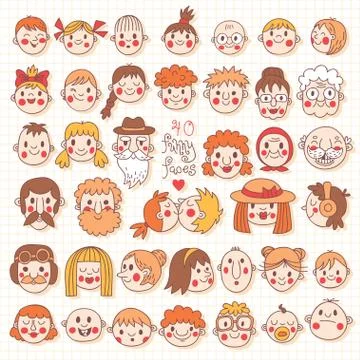 Funny Faces Stock Illustration